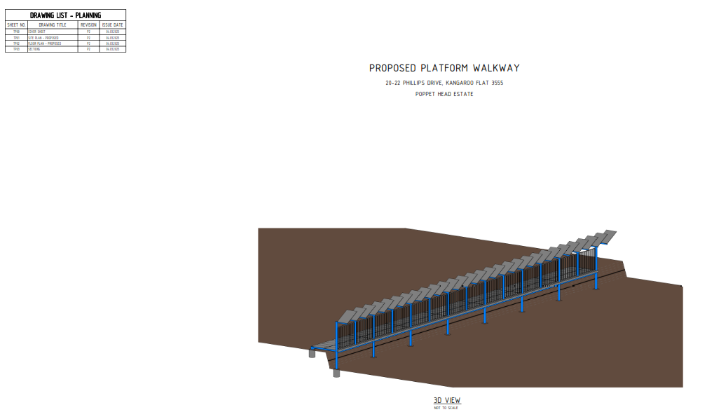 Proposed platform walkway between 18 and 20-22 Phillips Drive
